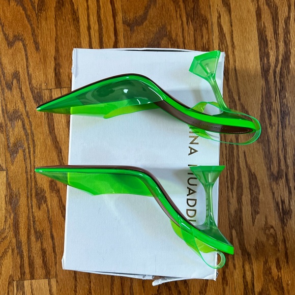 Amina Muaddi Green Holli Glass Slingback Pumps in 39 - Picture 6 of 11